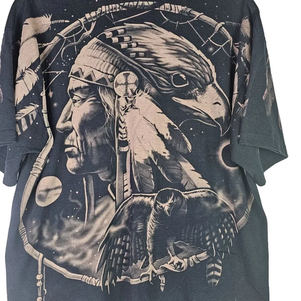 Liquid Blue Native American Wolf Eagle Dreamcatcher All Over Tee, XL - Picture 5 of 6